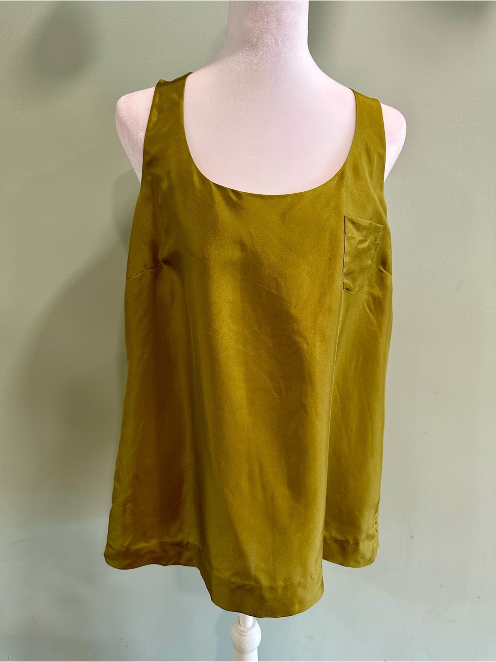Olive Green 100% Silk Tank Top - Women